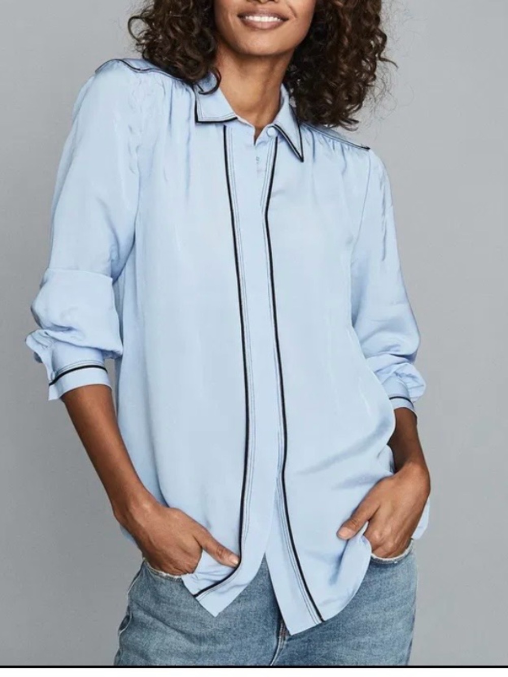 REISS
Ella Tipped London Sleeve Shirt size 6 blue